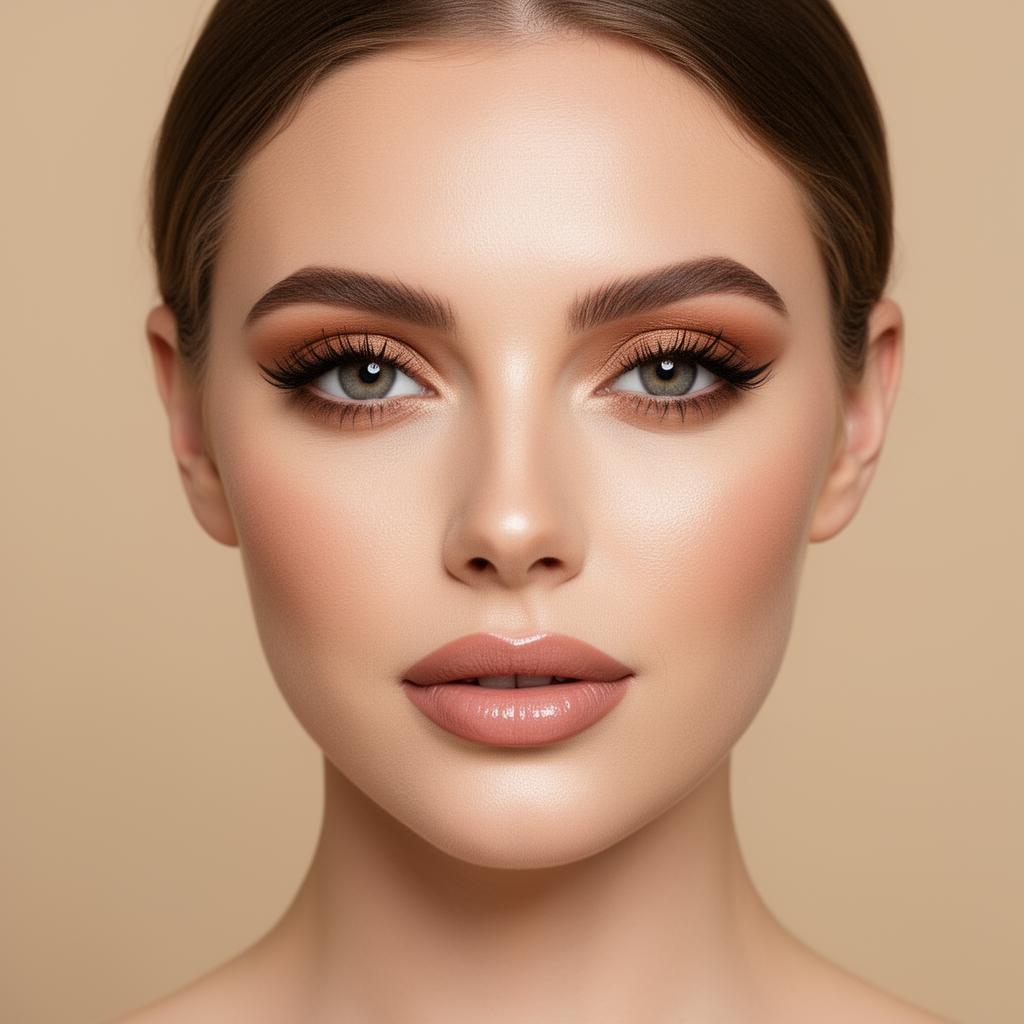 Woman with glowing AI-enhanced makeup